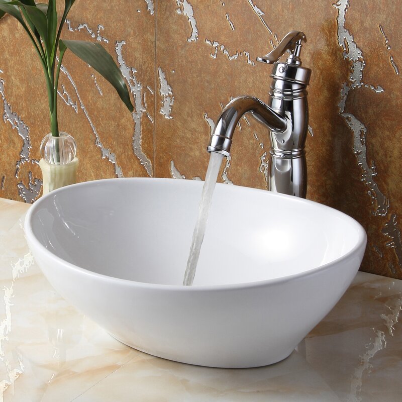 Elite Ceramic Oval Vessel Bathroom Sink & Reviews | Wayfair