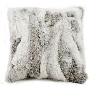 Riback Square Rabbit Fur Throw Pillow