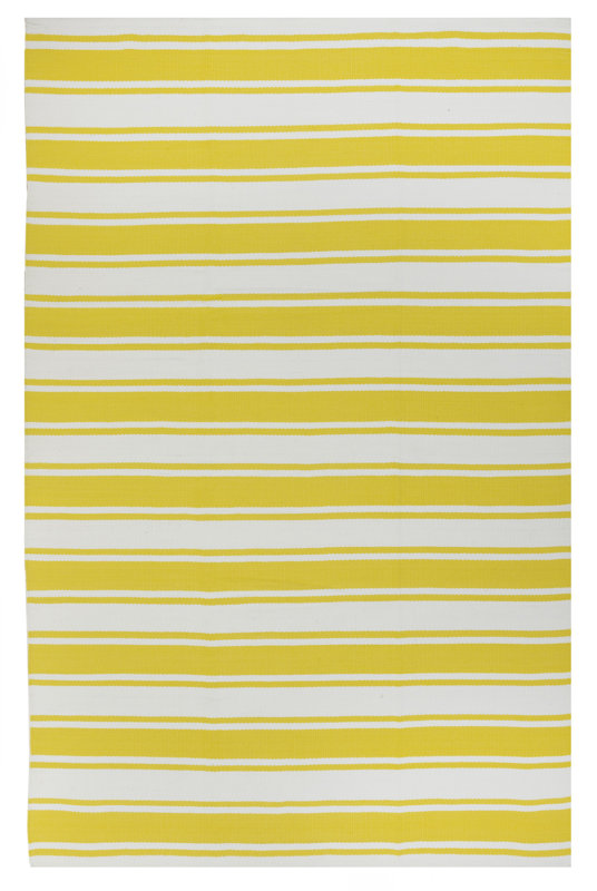 Fab Habitat Lucky Yellow/White Striped Indoor/Outdoor Area Rug