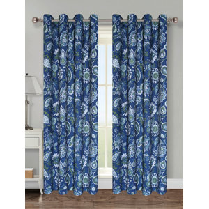 Paisley Room Darkening Grommet Curtain Panels (Set of 2)