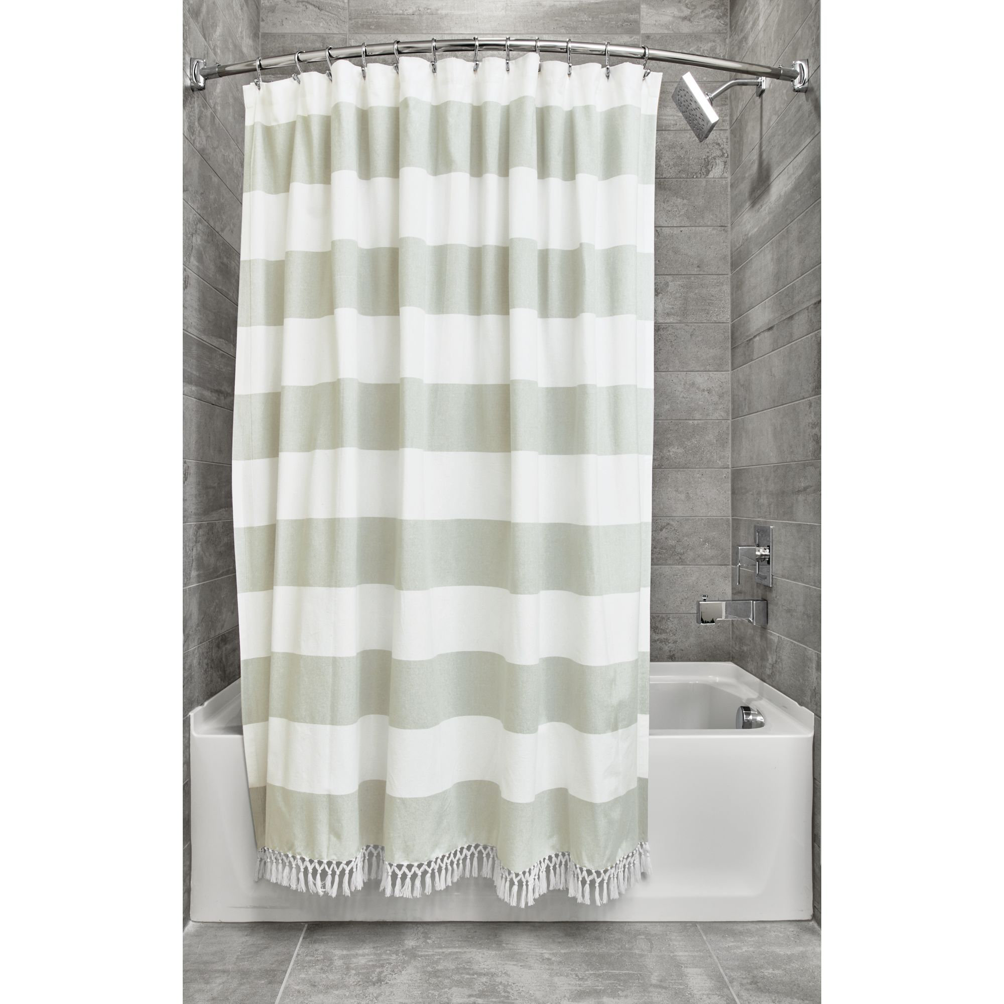 Breakwater Bay Rideout Wide Stripe Fringe Single Shower Curtain Breakwater Bay Rideout Wide Stripe Fringe Single Shower Curtain Reviews Wayfair