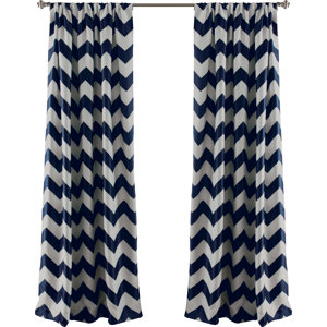 Ola Chevron Room Darkening Thermal Rod Pocket Curtain Panels (Set of 2)