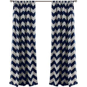 Ola Chevron Room Darkening Thermal Rod Pocket Curtain Panels (Set of 2)