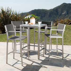 Durbin Wicker Table Top 5 Piece Bar Set