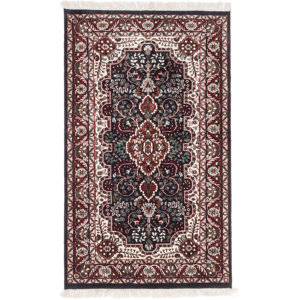 One-of-a-Kind Kashmir Kerman Hand-Knotted Dark Navy Area Rug