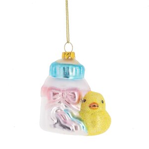 Baby Bottle with Duck Hanging Figurine