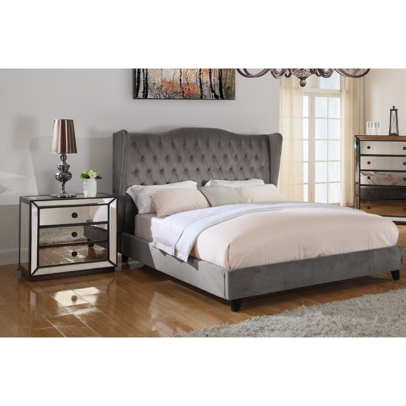 everly quinn prince upholstered panel configurable bedroom set | wayfair