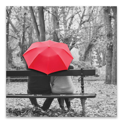 Red Umbrella Couple Wall Art | Wayfair