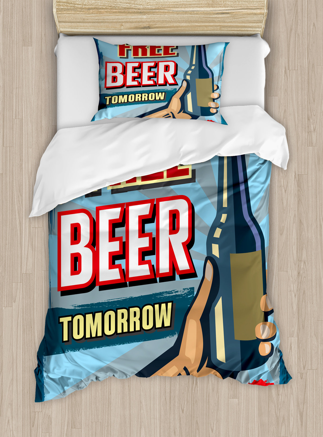 Ambesonne Vintage Arm Holding Bottle with Free Beer Quote ...