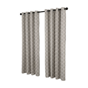 Sonia Baroque Geometric Room Darkening Grommet Curtain Panels (Set of 2)