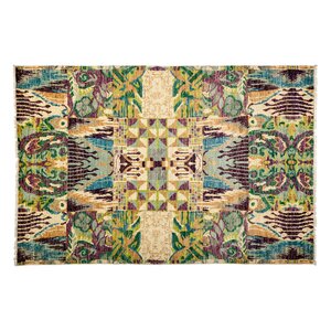 One-of-a-Kind Ikat Hand-Knotted Multicolor Area Rug