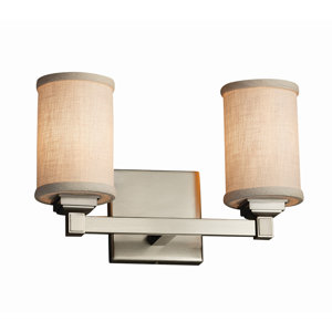 Textile Regency 2 Light Cylinder w/ Flat Rim Vanity Light