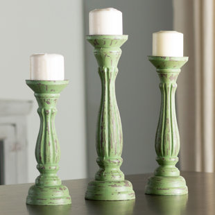 Bagley/sowerby/davidson Pottery, Porcelain & Glass Pair Of Green Glass Candle Holders A Wide Selection Of Colours And Designs