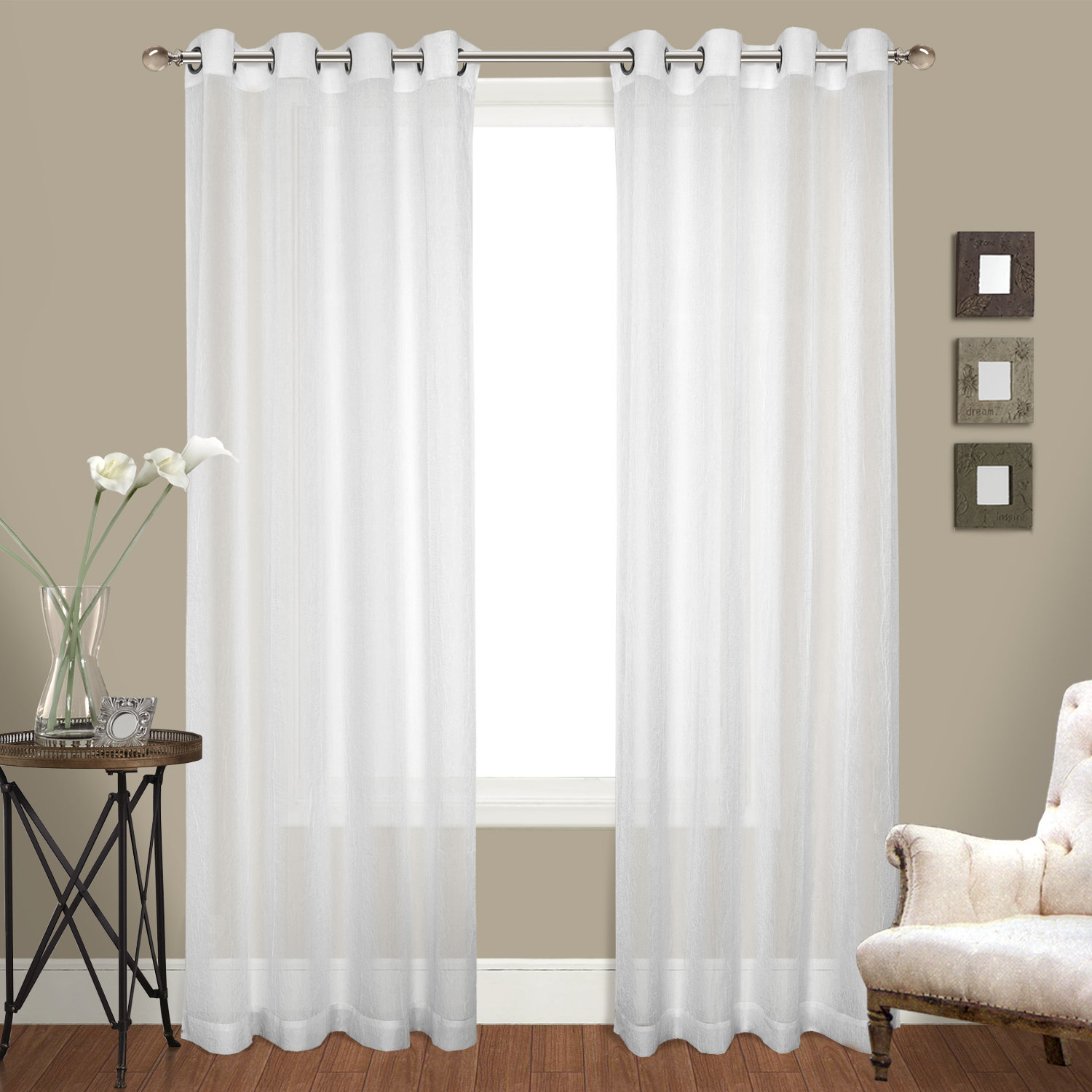 United Curtain Co Wayfair Cranston Solid Sheer Grommet Curtain Panels Set Of 2