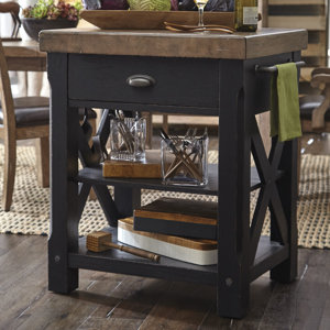 Dontae Accents Kitchen Island with Butcher Block Top