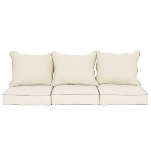 6 Piece Piped Indoor/Outdoor Sunbrella Sofa Cushion Set
