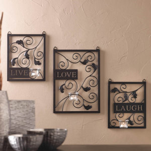 Live Love Laugh 3 Piece Black Wall Du00e9cor Set