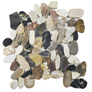 Sydney Random Sized Natural Stone Pebble Tile in Beige/Gray