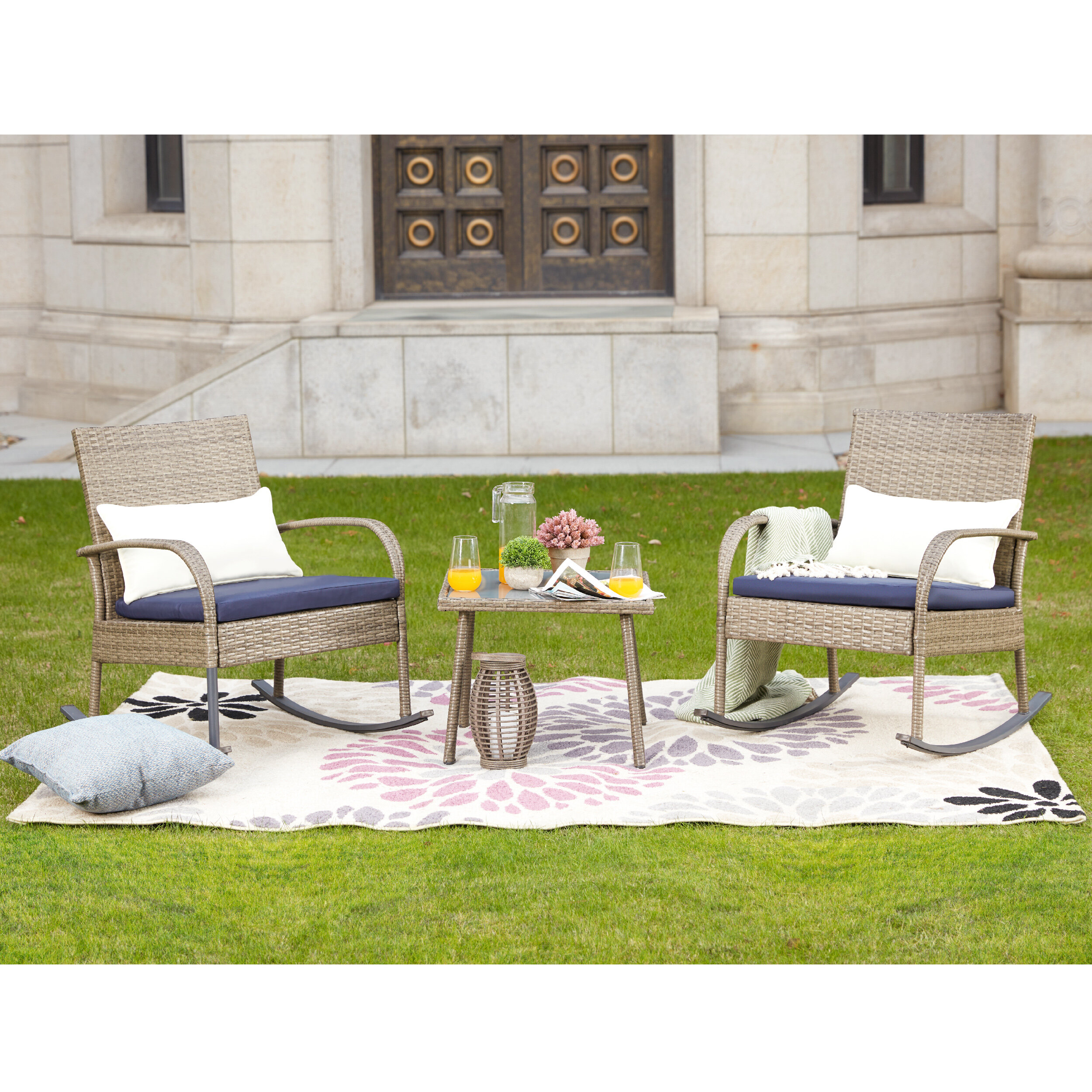 almus 3 piece conversation set with cushions