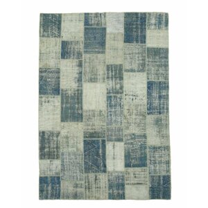 Turkish Hand-Knotted Blue/Gray Area Rug