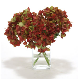 Waterlook Silk Hydrangea Nosegay in Rectangular Glass Vase