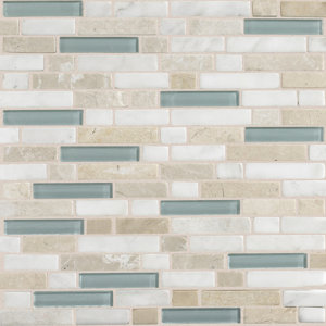 Stone Radiance Random Sized Slate Mosaic Tile in Whisper Green