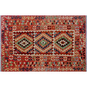 Cortez Kilim Hand Knotted Wool Red Area Rug