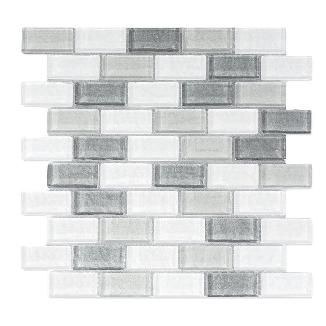 Gray Glass Mosaic Tile Backsplash abolos geo abolos 1 x 2 gray glass handmade backsplash bathroom mosaic wall tile wayfair