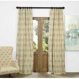 Johnston Ikat Faux Silk Jacquard Rod Pocket Single Curtain Panel