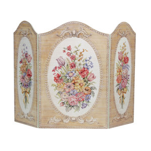Tapestry and Floral 3 Panel Fireplace Screen