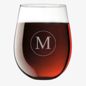 Nunez Initial 9 Oz. Wine Tumbler/Stemless Wine Glass