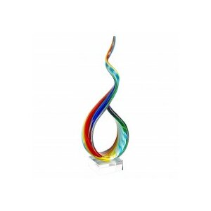 Khadijah Rainbow Ribbon Murano Glass Centerpiece Sculpture