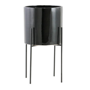 Black Ceramic Planters You Ll Love Wayfair Quickview Gold Black