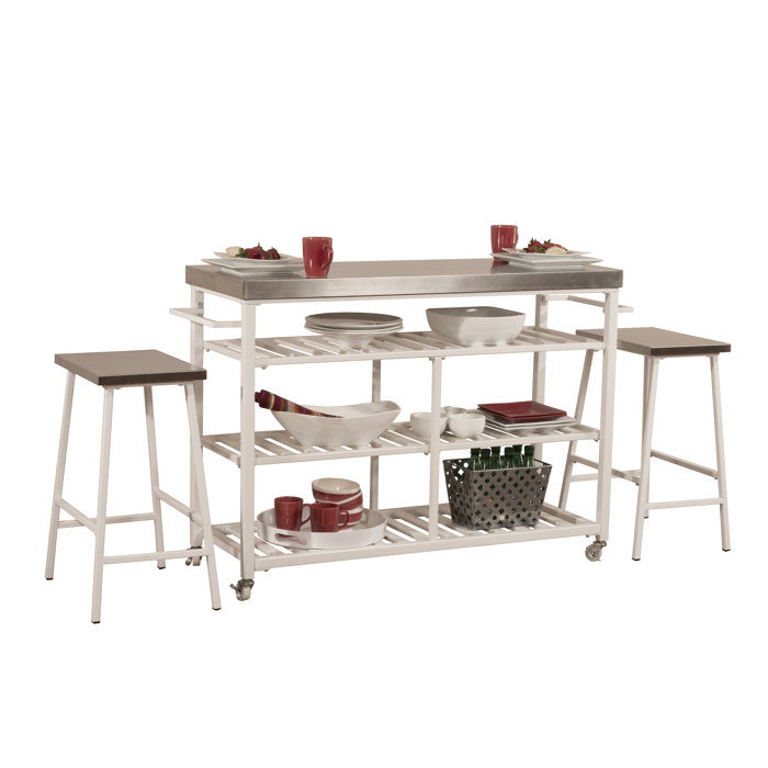 Droitwich Kitchen Island Set With Stainless Steel Top Droitwich Kitchen Island Set With Stainless Steel Top