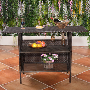 Counter Bar Table Wayfair Huston Outdoor Rattan Wicker Counter Bar Table
