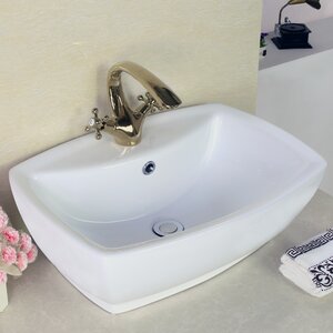 Above Counter Square Vessel Bathroom Sink with Overflow