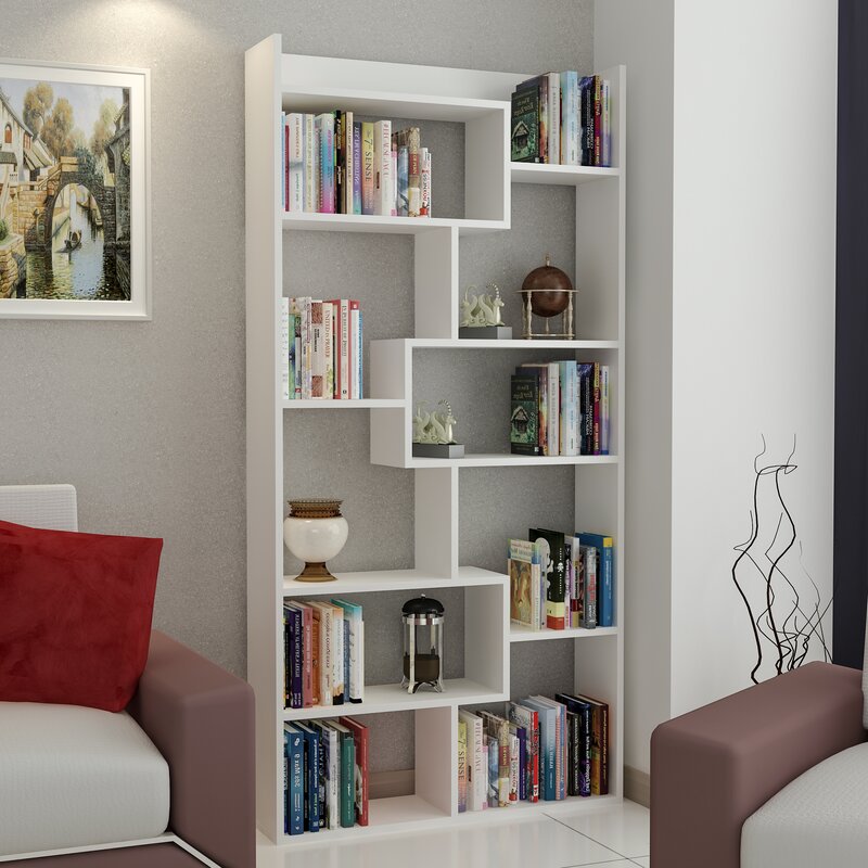Simple Geometric Bookcase with Simple Decor