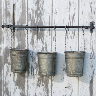Galvanized Wall Planters Vertical Gardens You Ll Love Wayfair Metal Hanging Bucket Wall Planter