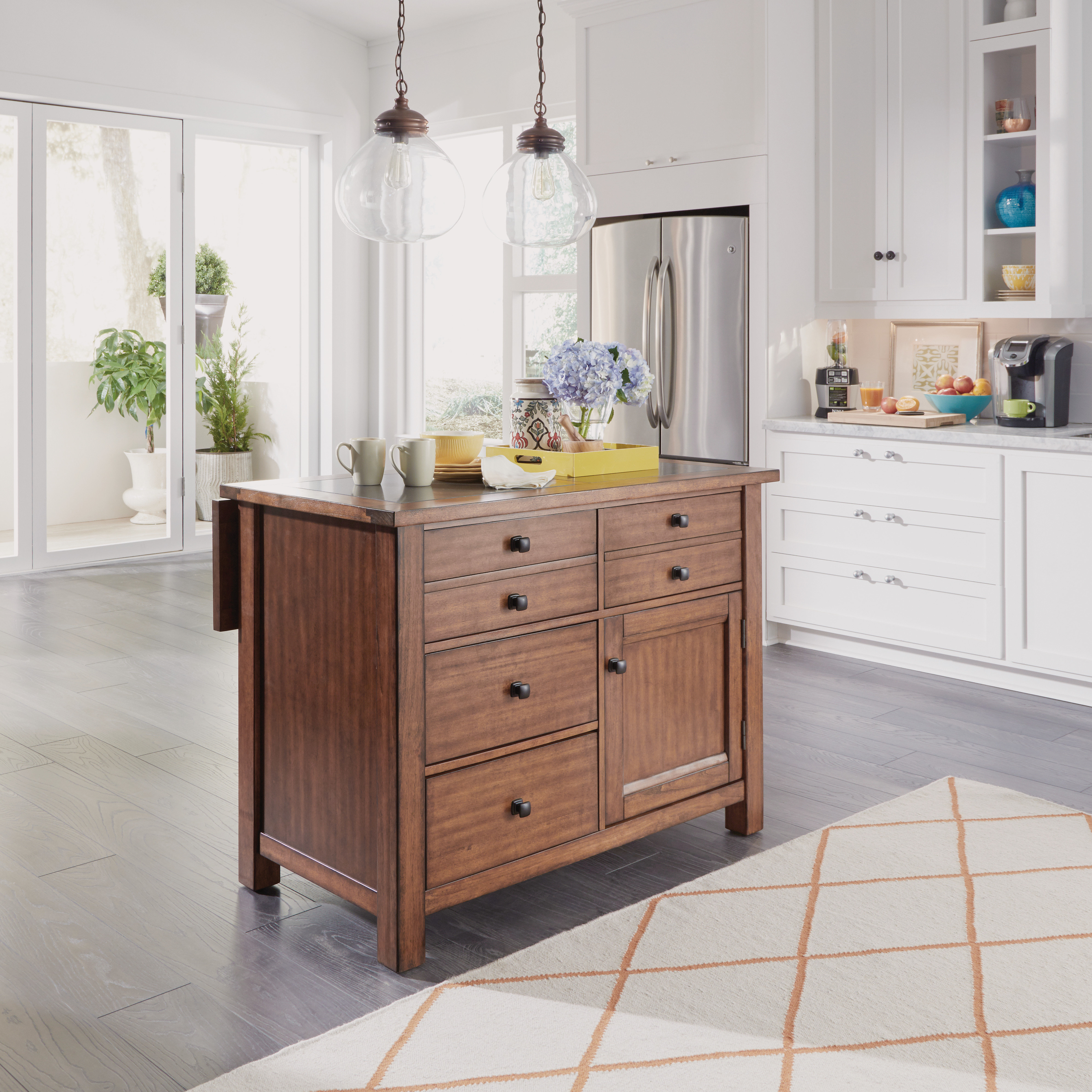 Loon Peak Hurst Quartz Top Kitchen Island Set Wayfair