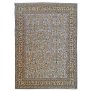 9 X 12 Round Area Rugs You Ll Love Wayfair One Of A Kind Tabriz Hand Knotted Wool Ivory Area Rug