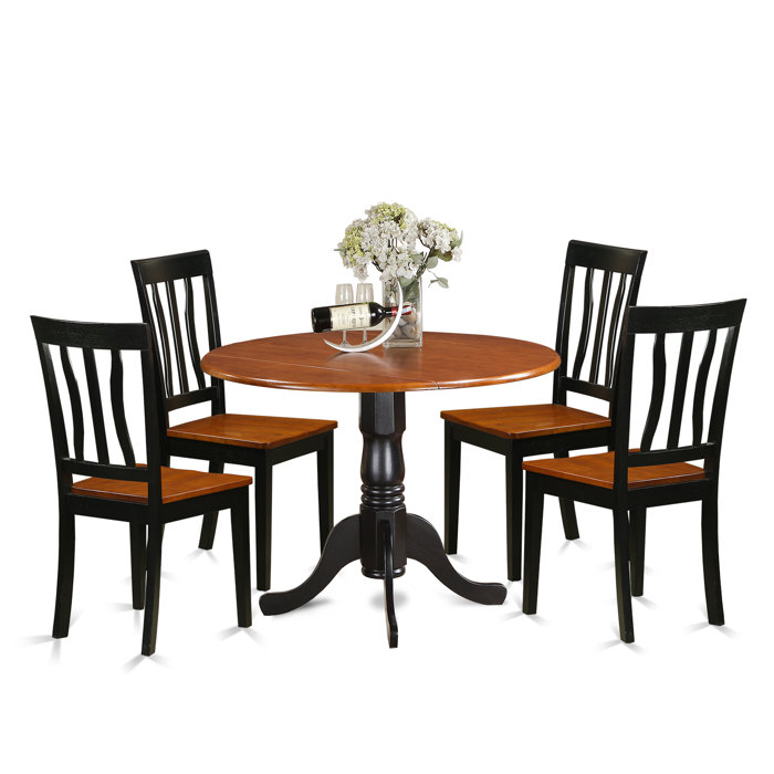 East West 5 Piece Drop Leaf Solid Wood Dining Set Reviews Wayfair