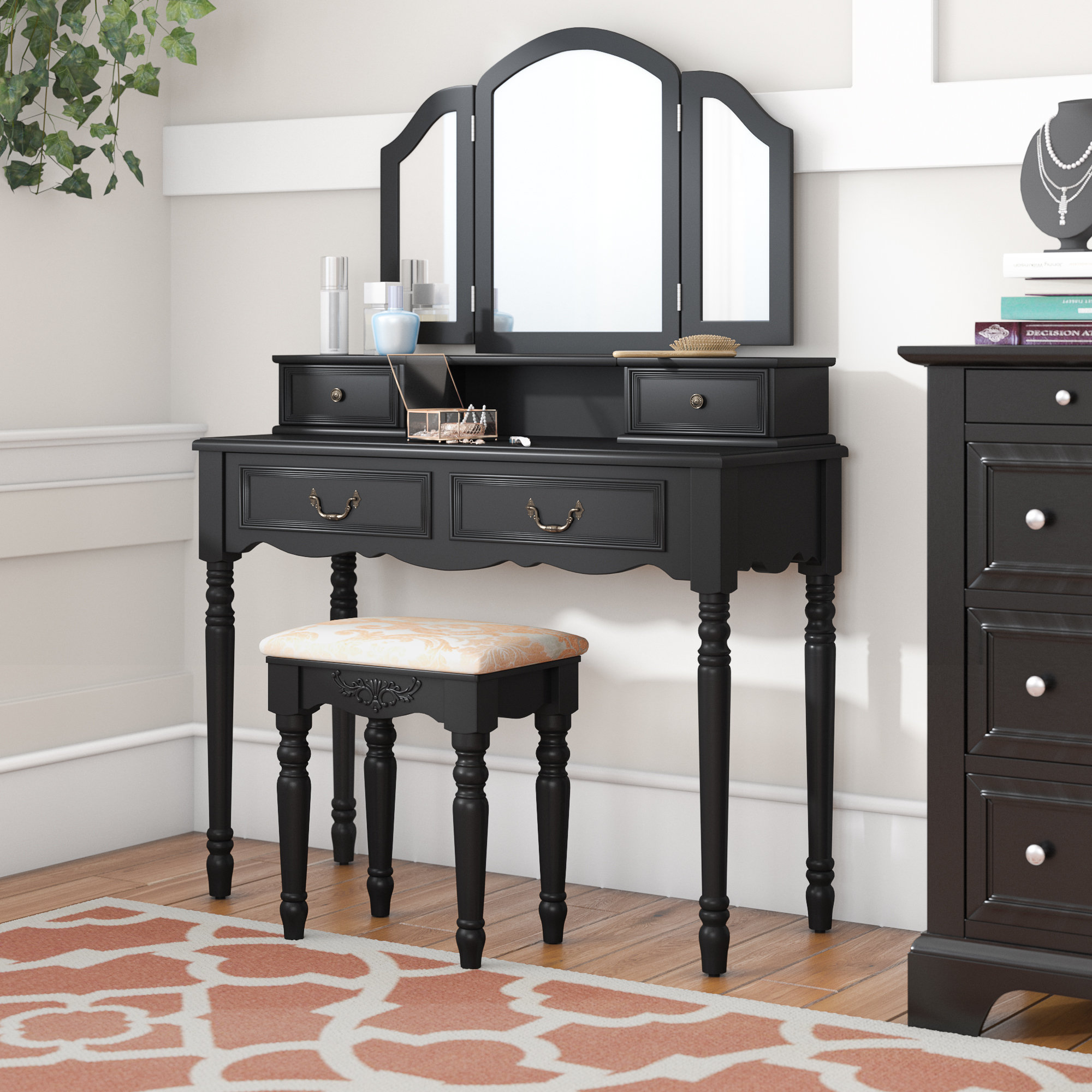 Darby Home Co Felda Elegant Dressing Vanity Set With Mirror Darby Home Co Felda Elegant Dressing Vanity Set With Mirror Reviews Wayfair
