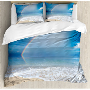 Ocean Waves Comforter Wayfair Rainbow Over The Sea Clouds And Clear Sky Foamy Ocean Waves On Sandy Beach Duvet Cover Set