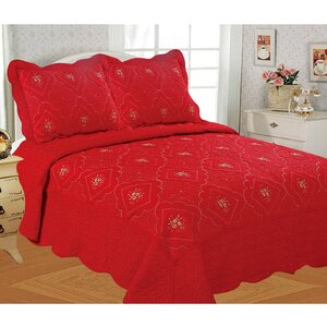 Diana Embroidered 3 Piece Quilt Set