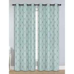 Julia Geometric Room Darkening Thermal Grommet Curtain Panels (Set of 2)