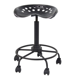 Steelton Modern Iron Adjustable Height Bar Stool with Wheels by Gracie Oaks