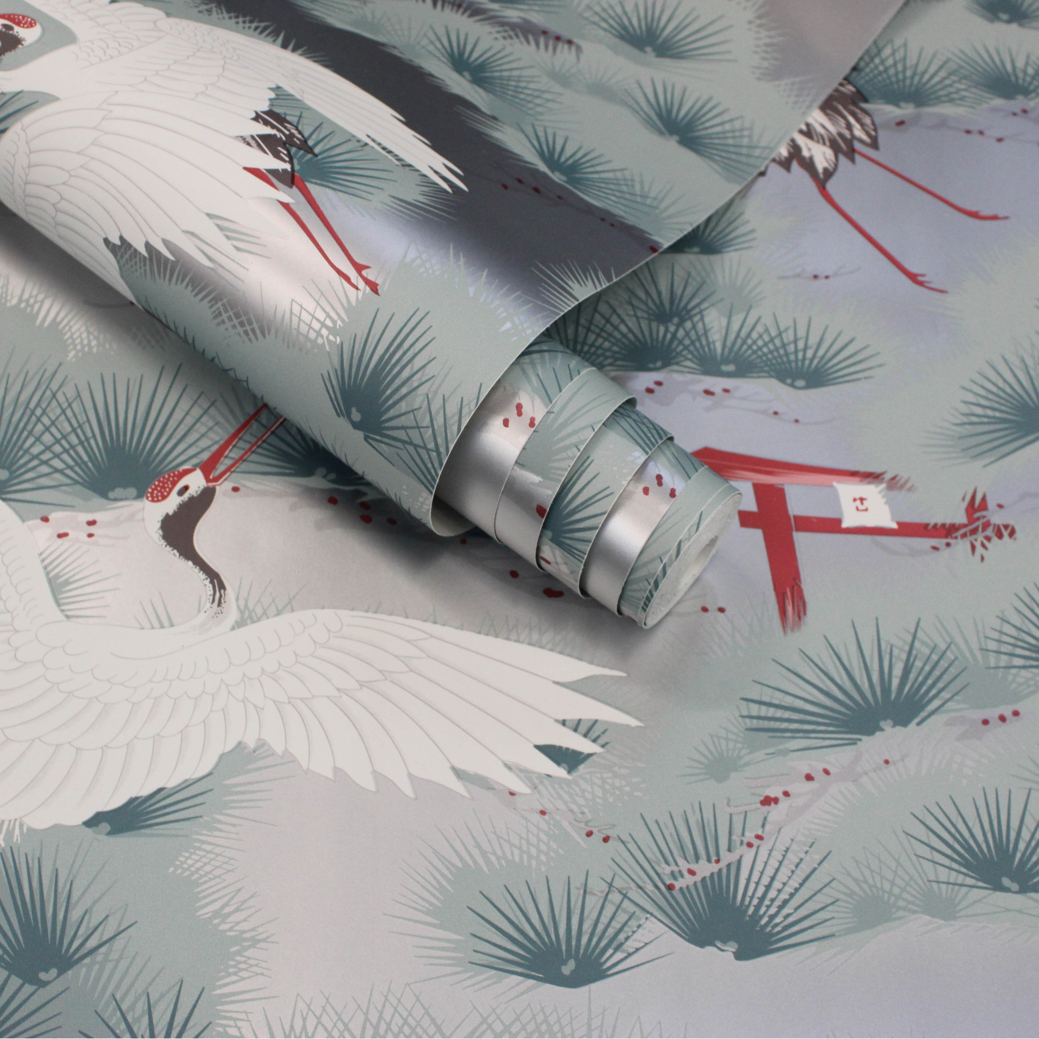 Three Posts Mignon Asian Toile Metallic Peel and Stick Wallpaper Roll