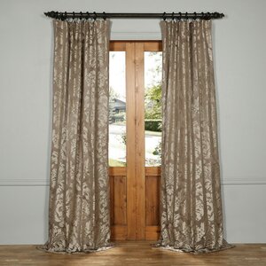 Ballycraigy Faux Silk Jacquard Naturer/Floral Rod Pocket Single Curtain Panel