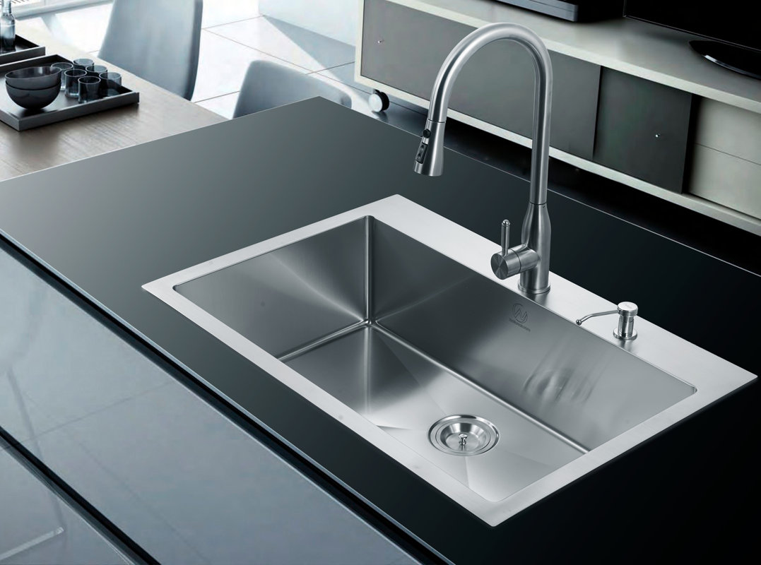 dCOR design 33" x 22" Single Drop-In Kitchen Sink ...