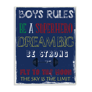 The Kids Room Boys Rules the Sky Is the Limit Wall Plaque